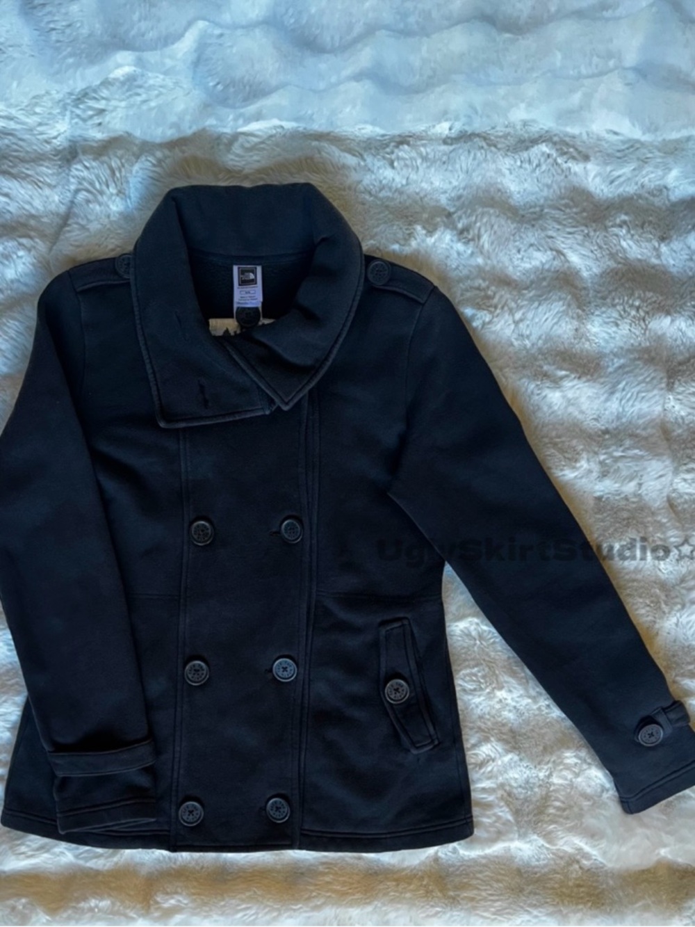 The North Face Women's Taluma Fleece Pea Coat Double Breasted Black Jacket M - Picture 3 of 5